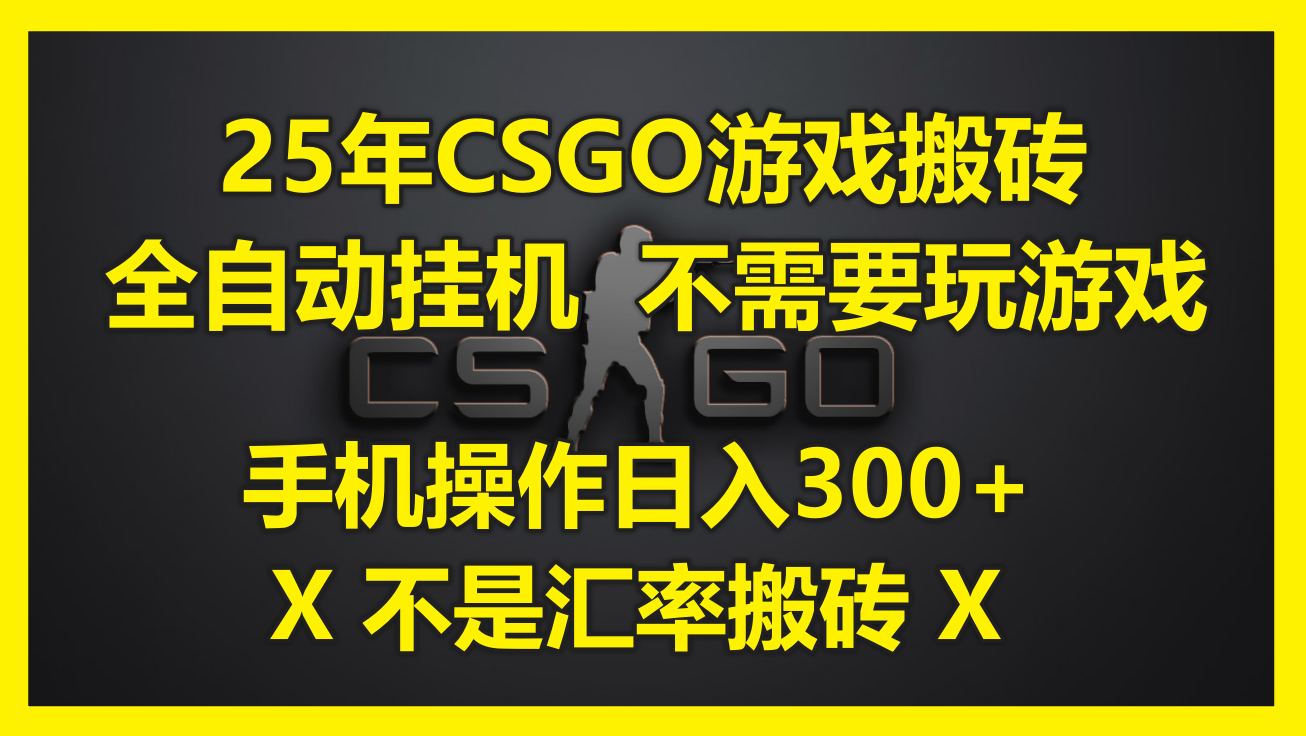25年CSGO游戏搬砖，全自动挂机，不需要玩游戏，手机操作日入300+。(不...-吾爱云课堂