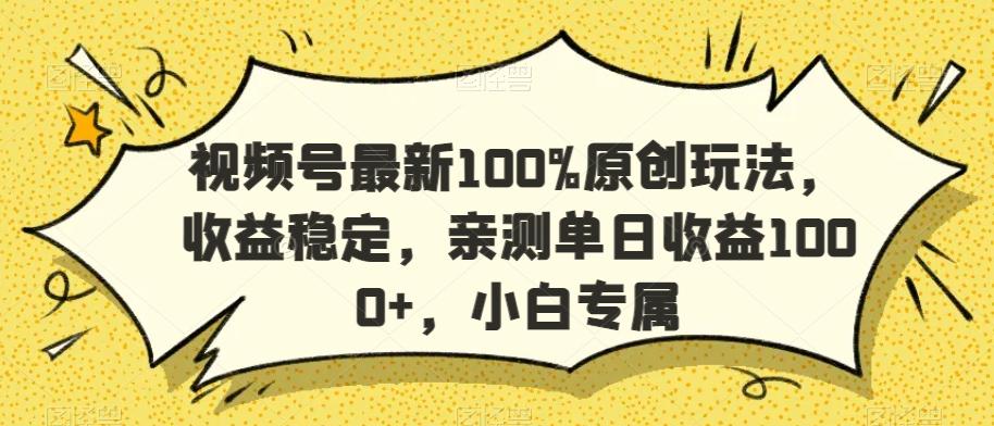 视频号最新100%原创玩法，收益稳定，亲测单日收益1000+，小白专属【揭秘】-吾爱云课堂