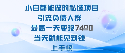 2025年小白都能做的私域项目引流负债人群最高一天变现1k+高变现难度低当天就能见到钱上手快-吾爱云课堂