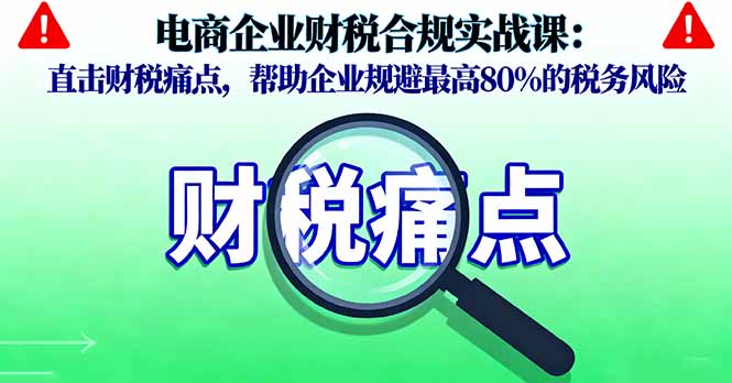电商企业财税合规实战课,直击财税痛点,帮助企业规避最高80%的税务风险-吾爱云课堂