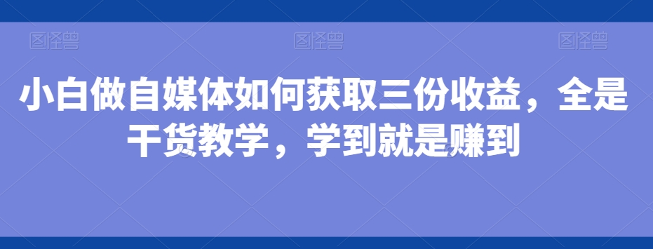 小白做自媒体如何获取三份收益,全是干货教学,学到就是赚到-吾爱云课堂