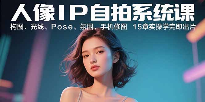 人像IP自拍系统课:构图、光线、Pose、氛围、手机修图 15章实操学完即出片-吾爱云课堂