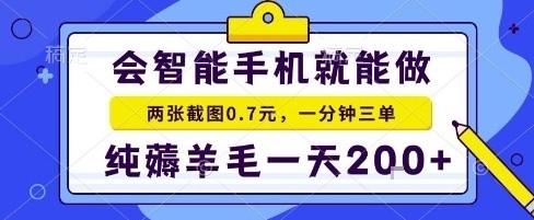 手机项目,二十秒一单,纯薅羊毛一天2张+做就有【揭秘】-吾爱云课堂