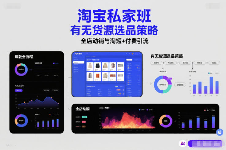 淘宝私家班，有无货源选品策略，高成功率爆款全流程打法，全店动销与淘短+付费引流-吾爱云课堂