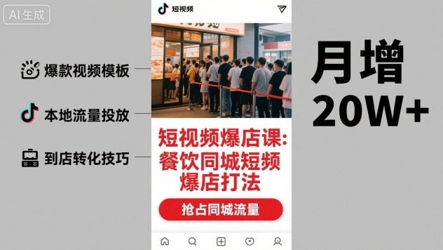 短视频爆店课,餐饮同城短视频爆店打法-吾爱云课堂