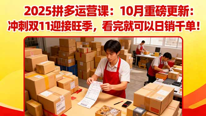 2025拼多多运营课:10月重磅更新:冲刺双11迎接旺季,看完就可以日销千单-吾爱云课堂