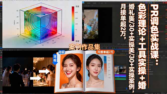 PR调色实战课:色彩理论+工具实操+婚礼医美/30+实操案例,月接单超2万-吾爱云课堂
