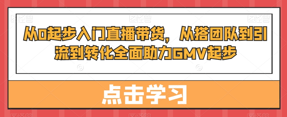 从0起步入门直播带货，​从搭团队到引流到转化全面助力GMV起步-吾爱云课堂
