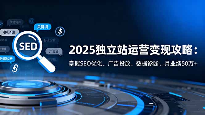 2025独立站运营变现攻略:掌握SEO优化、广告投放、数据诊断,月业绩50万+-吾爱云课堂