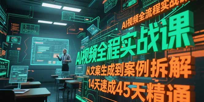 AI视频全流程实战课,从文案生成到案例拆解,14天速成45天精通-吾爱云课堂