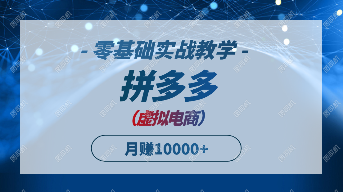 拼多多虚拟电商，零基础实战教学，快速打爆商品，新手也能月入10000+-吾爱云课堂