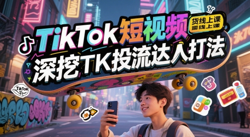 TikTok短视频带货线上课,深挖TK投流达人打法-吾爱云课堂