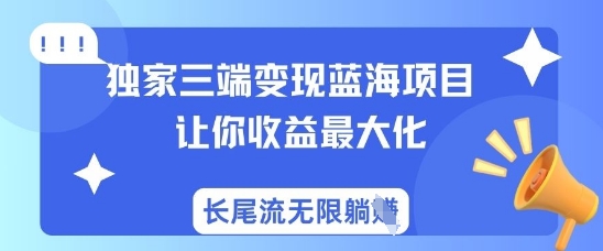 独家三端变现蓝海项目,让你收益最大化,长尾流无限躺挣-吾爱云课堂