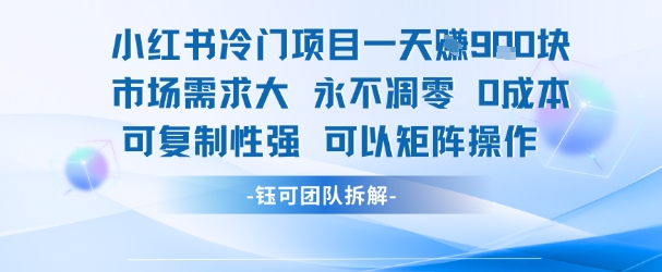 小红书冷门项目一天收益9张,市场需求大,0成本,可复制性强可以矩阵操作-吾爱云课堂