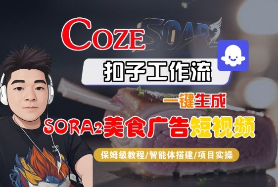 Coze扣子智能体工作流一键生成“SORA2美食广告“短视频,全流程保姆级教学-吾爱云课堂