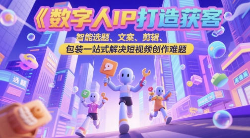 数字人IP打造获客变现实操课,智能选题、文案、剪辑、包装一站式解决短视频创作难题-吾爱云课堂