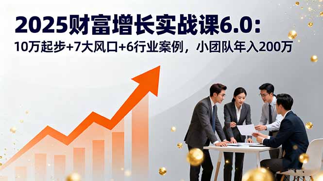 2025财富增长实战课6.0:10万起步+7大风口+6行业案例,小团队年入200万-吾爱云课堂