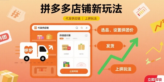 拼多多店铺新玩法,代发供应链上拼玩法-吾爱云课堂