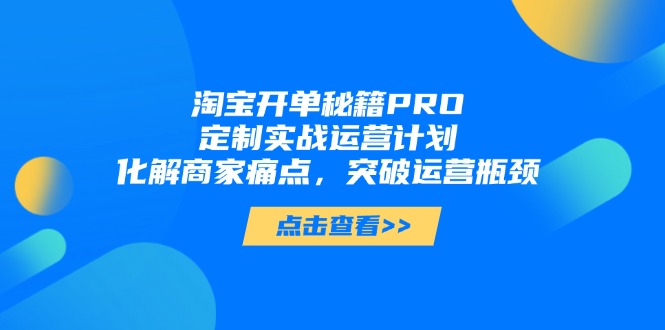 淘宝开单秘籍PRO,定制实战运营计划,化解商家痛点,突破运营瓶颈-吾爱云课堂