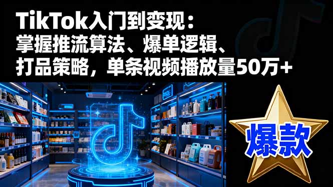 TikTok入门到变现:掌握推流算法、爆单逻辑、打品策略,单条视频播放量50w-吾爱云课堂