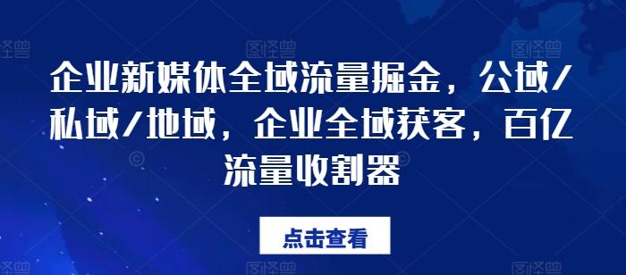 企业新媒体全域流量掘金,公域/私域/地域,企业全域获客,百亿流量收割器-吾爱云课堂