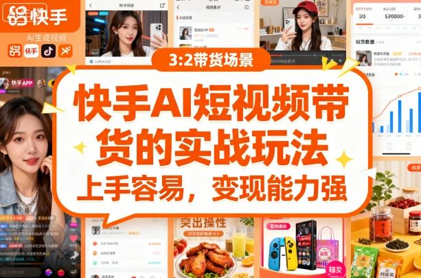 快手ai短视频带货的实战玩法,上手容易,变现能力强-吾爱云课堂