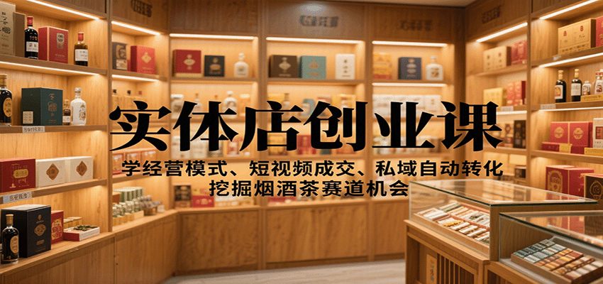 实体店创业课:学经营模式、短视频成交、私域自动转化,挖掘烟酒茶赛道机会-吾爱云课堂