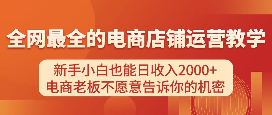 电商店铺运营教学,新手小白也能日收入2000+,电商老板不愿意告诉你的机密-吾爱云课堂