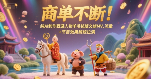 商单不断!纯AI制作西游人物羊毛毡版文旅MV,流量+节目效果统统拉满-吾爱云课堂
