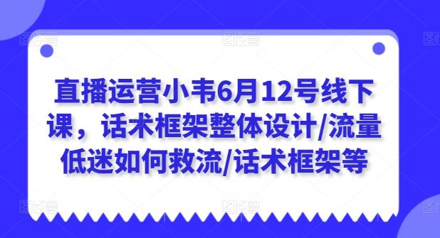 直播运营小韦6月12号线下课，话术框架整体设计/流量低迷如何救流/话术框架等-吾爱云课堂