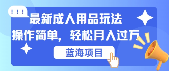 最新成人用品项目玩法,操作简单,动动手,轻松日入几张【揭秘】-吾爱云课堂