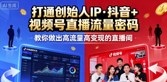 25年直播9-10两期线下课，打通创始人IP，抖音+视频号直播流量密码，教你做出高流量高变现的直播间-吾爱云课堂