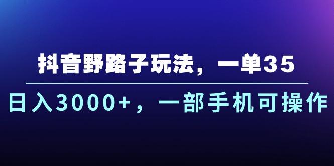 抖音野路子玩法,一单35.日入3000+,一部手机可操作-吾爱云课堂