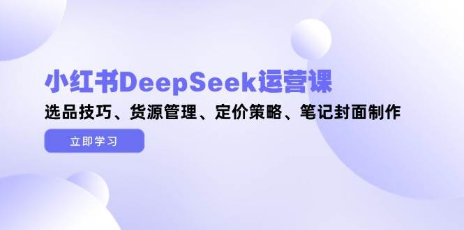 小红书DeepSeek运营课,选品技巧、货源管理、定价策略、笔记封面制作-吾爱云课堂