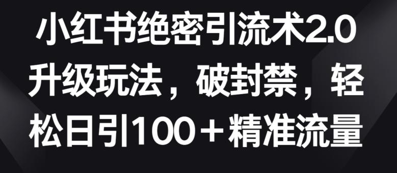小红书绝密引流术2.0升级玩法,破封禁,轻松日引100+精准流量【揭秘】-吾爱云课堂