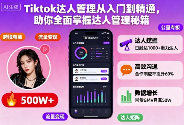 Tiktok达人管理从入门到精通,助你全面掌握达人管理秘籍-吾爱云课堂