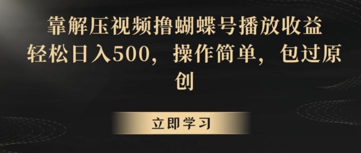 靠解压视频撸蝴蝶号播放收益，轻松日入500，操作简单，包过原创【揭秘】-吾爱云课堂