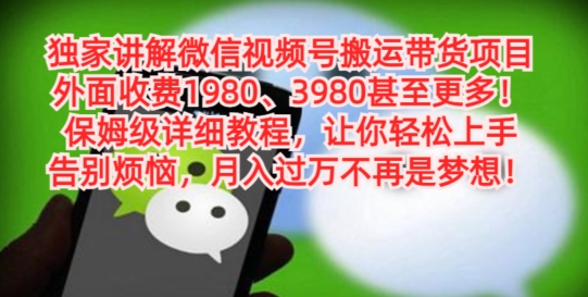 独家讲解微信视频号搬运带货项目,保姆级详细教程-吾爱云课堂