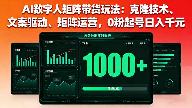 AI数字人矩阵带货玩法:克隆技术、文案驱动、矩阵运营,0粉起号日入千元-吾爱云课堂
