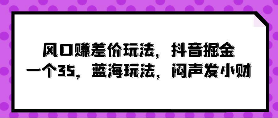 (10022期)风口赚差价玩法，抖音掘金，一个35，蓝海玩法，闷声发小财-吾爱云课堂