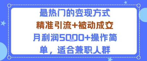 小众赛道玩法：当下最热门的变现方式，精准引流+被动成交月利润5k+操作简单，适合兼职人群-吾爱云课堂