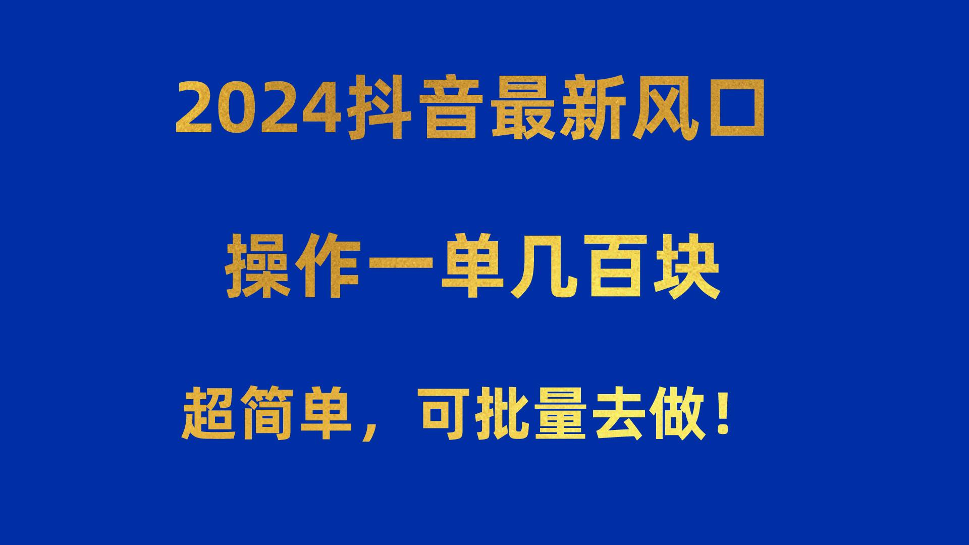2024抖音最新风口!操作一单几百块!超简单,可批量去做!!!-吾爱云课堂
