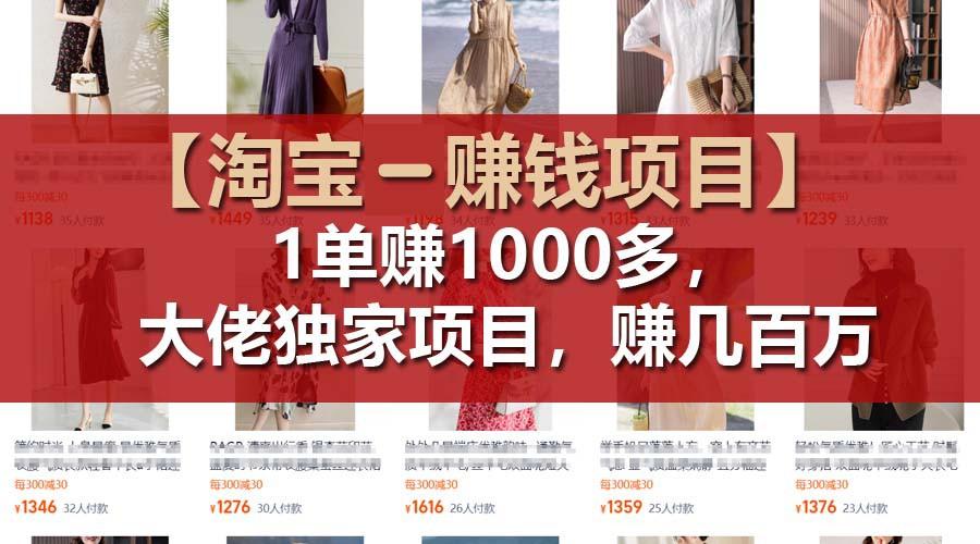【淘宝赚钱项目】1单可赚1000多,大佬独家项目,年赚几百万-吾爱云课堂