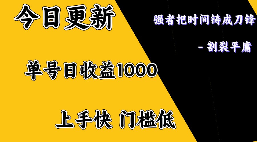 上手一天1000打底，正规项目，懒人勿扰-吾爱云课堂