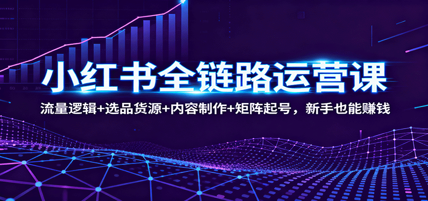 小红书全链路运营课:流量逻辑+选品货源+内容制作+矩阵起号,新手也能赚钱-吾爱云课堂