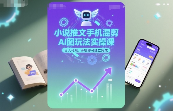 小说推文手机混剪AI图玩法实操课,日入可观,手机即可独立完成-吾爱云课堂
