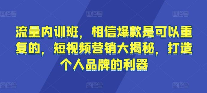 流量内训班,相信爆款是可以重复的,短视频营销大揭秘,打造个人品牌的利器-吾爱云课堂
