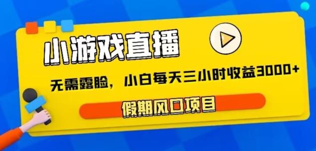 小游戏直播,假期风口项目,无需露脸,小白每天三小时,到账3000+-吾爱云课堂