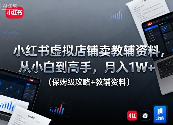 小红书虚拟店铺卖教辅资料,从小白到高手,月入1W+(保姆级攻略+教辅资料)-吾爱云课堂