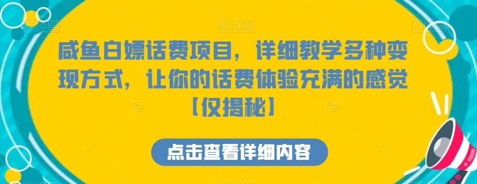 咸鱼白嫖话费项目,详细教学多种变现方式,让你的话费体验充满的感觉【仅揭秘】-吾爱云课堂